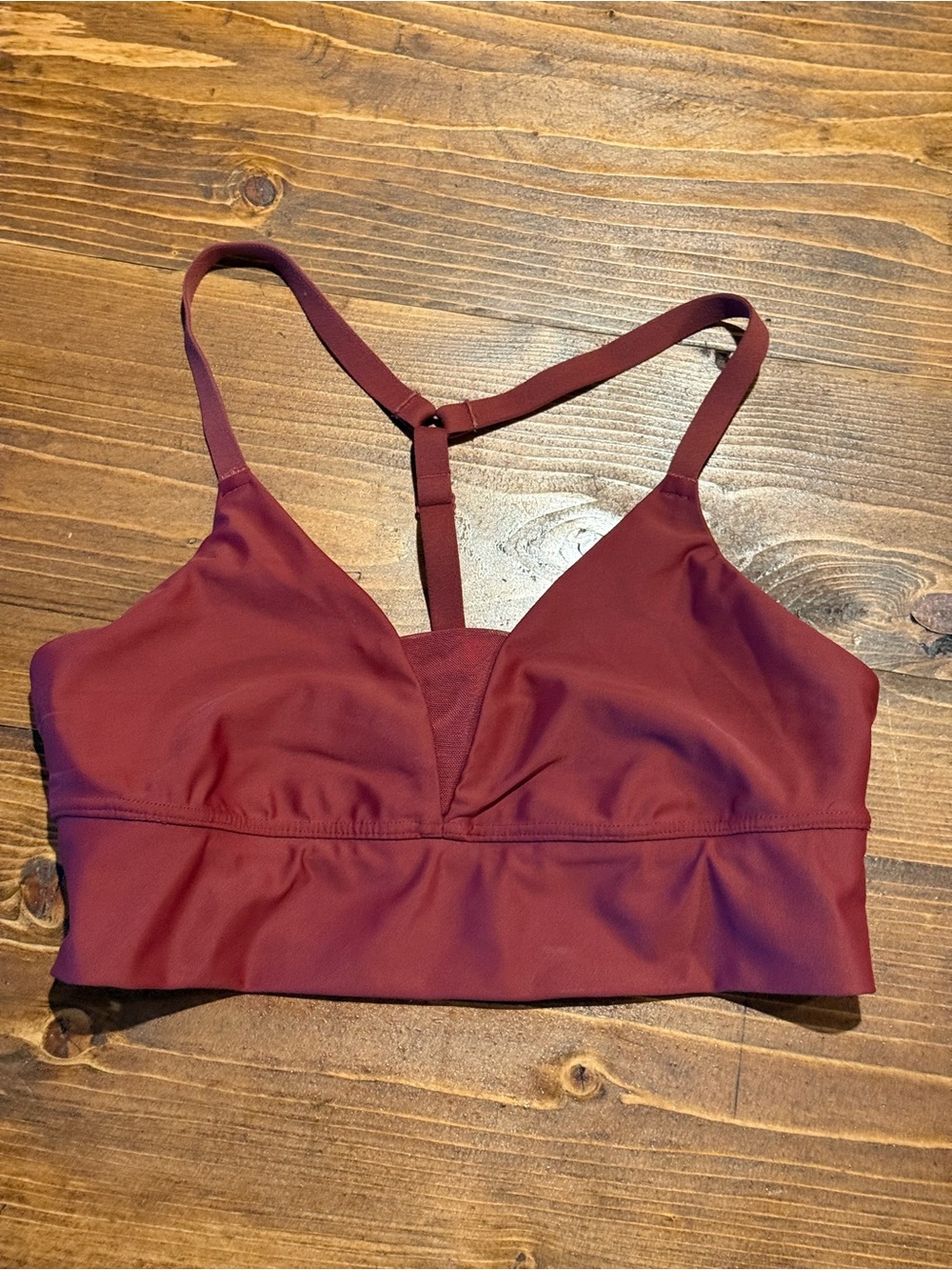 aerie offline Burgundy T-Back Longline Bralette sports bra medium
